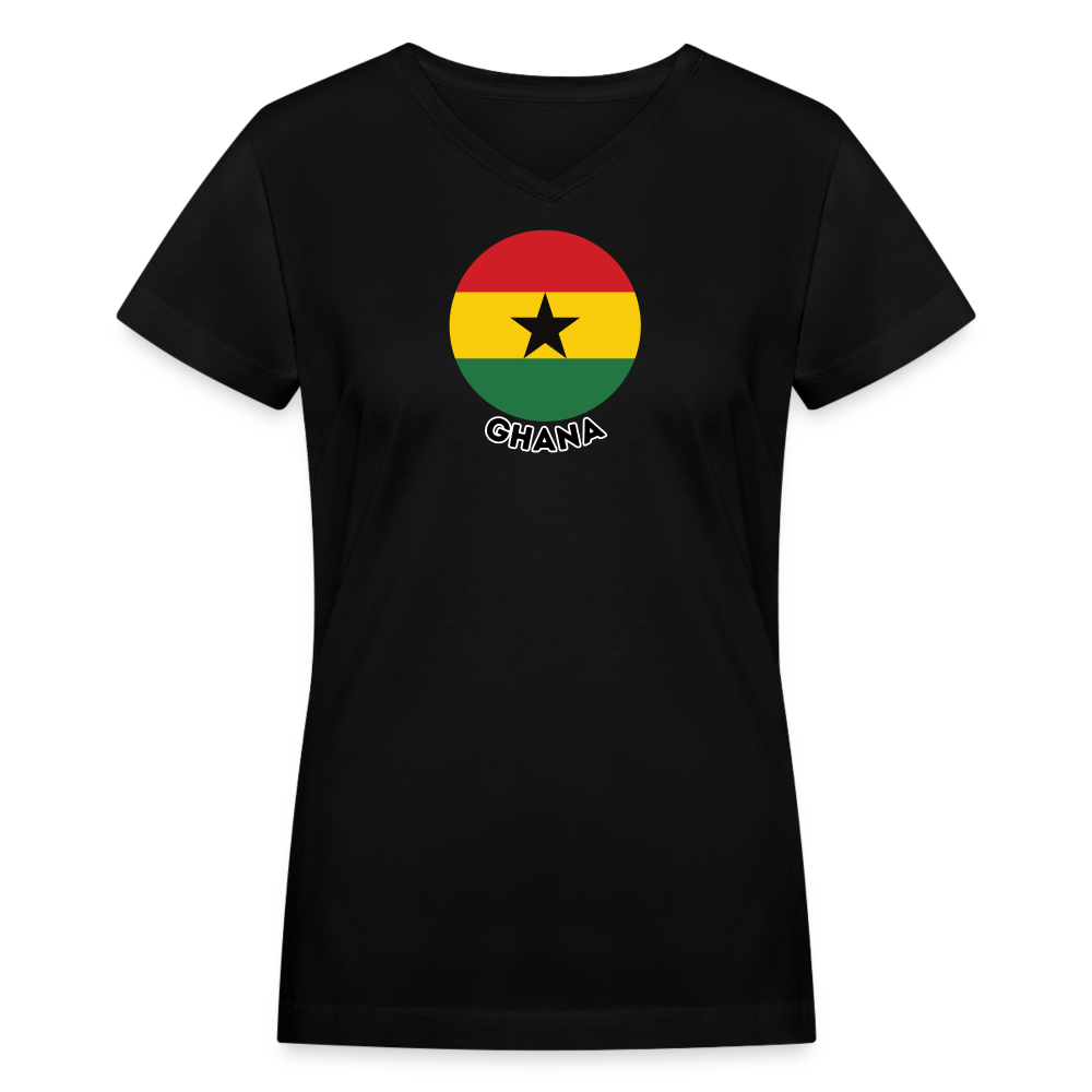 Women's Ghana V-Neck T-Shirt - black