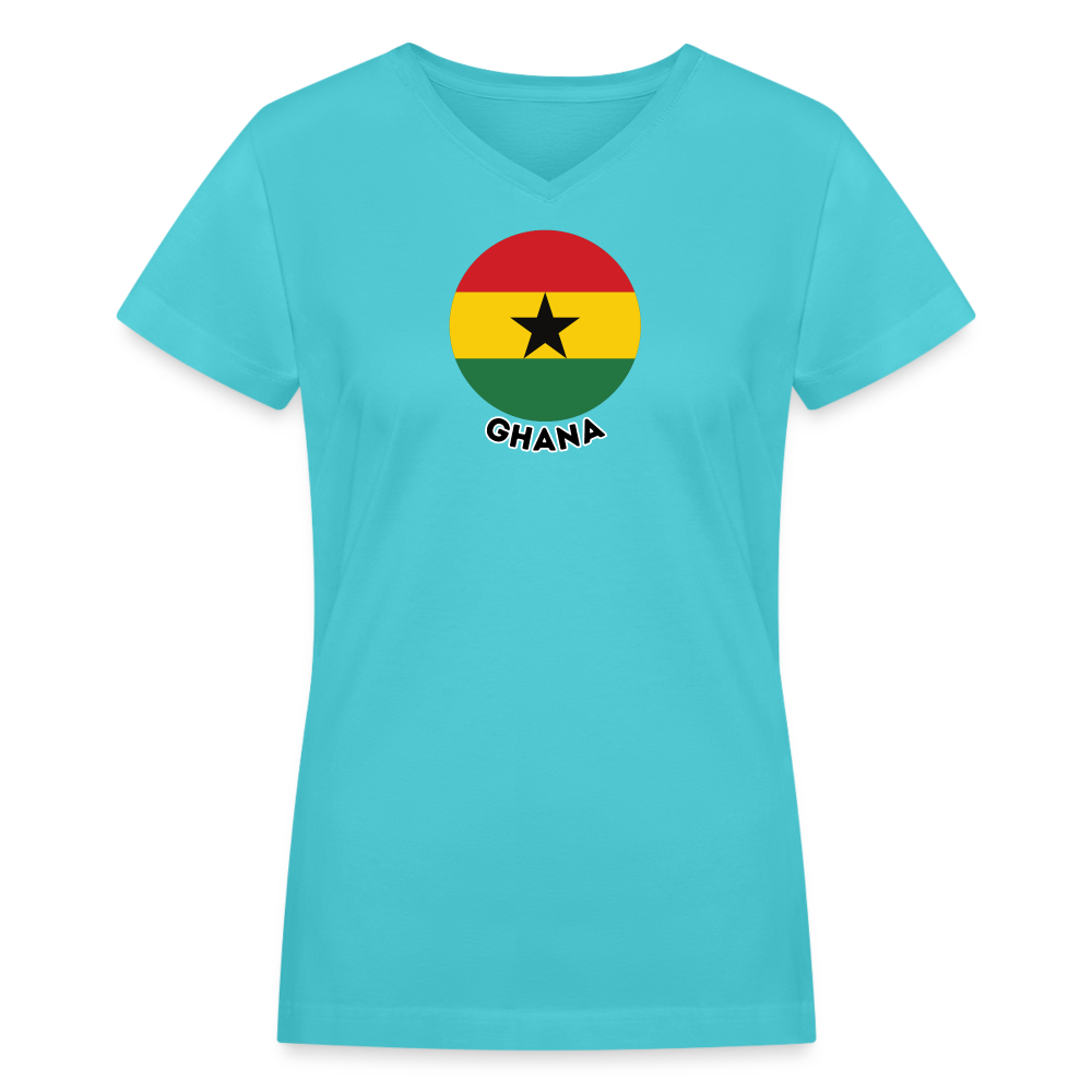 Women's Ghana V-Neck T-Shirt - aqua