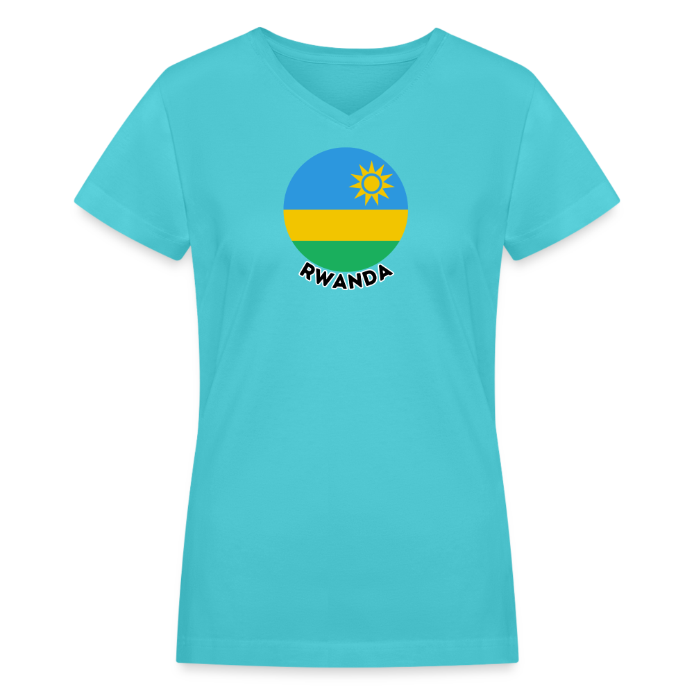 Women's Rwanda V-Neck T-Shirt - aqua