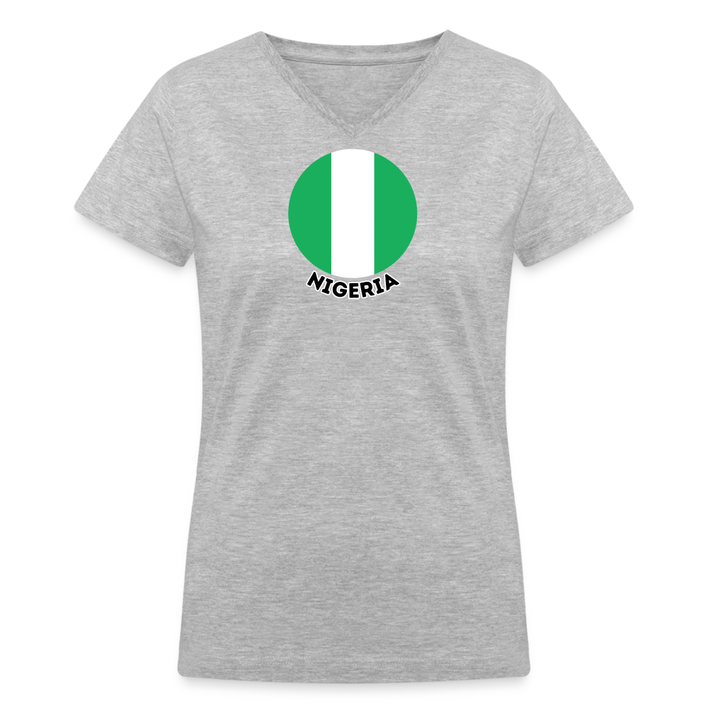 Women's Nigeria V-Neck T-Shirt - gray