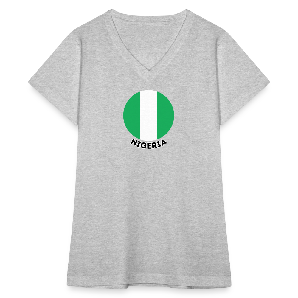 Women's Nigeria V-Neck T-Shirt - gray