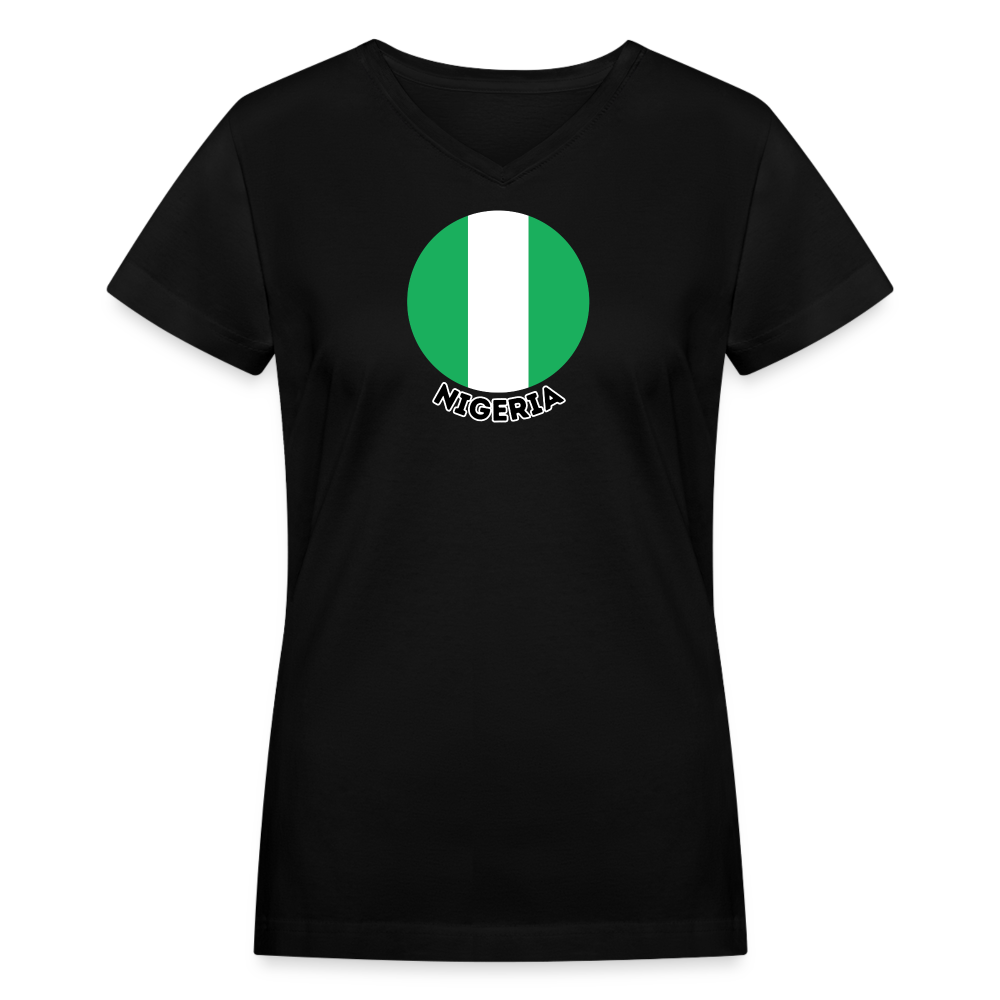 Women's Nigeria V-Neck T-Shirt - black