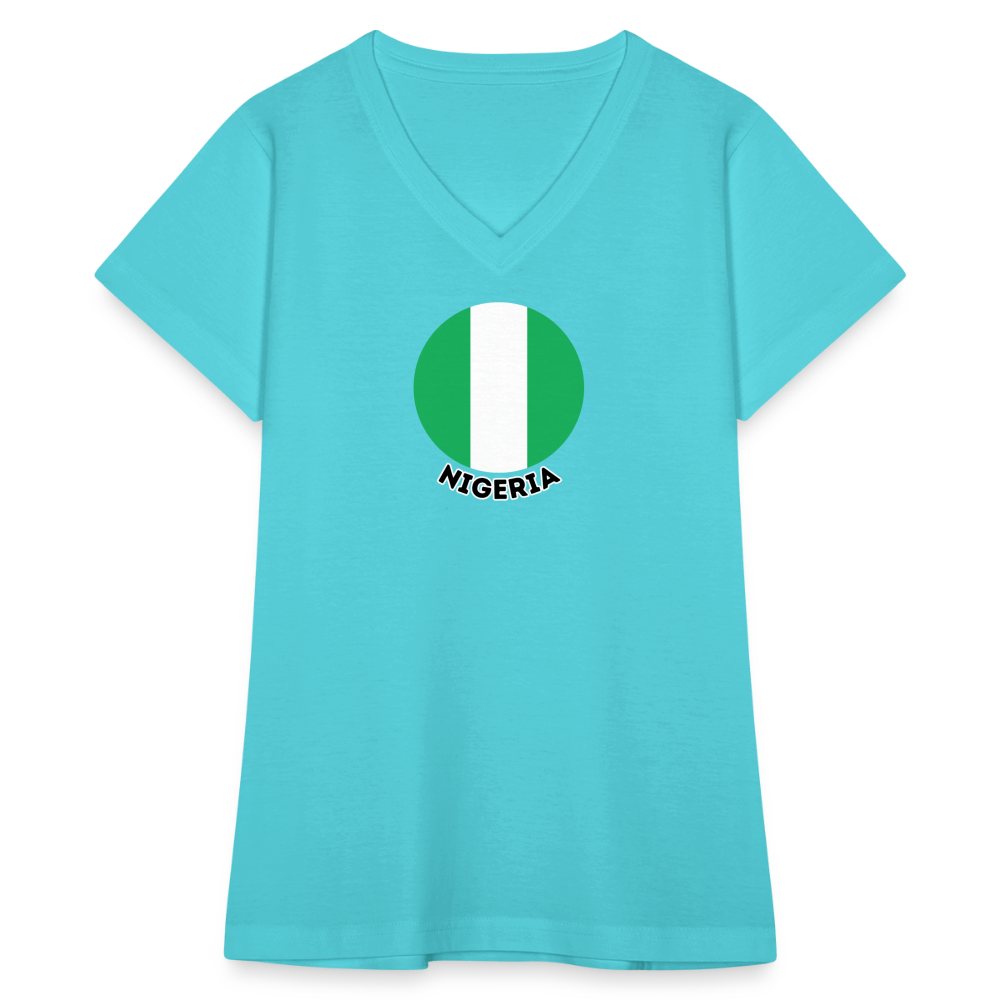 Women's Nigeria V-Neck T-Shirt - aqua