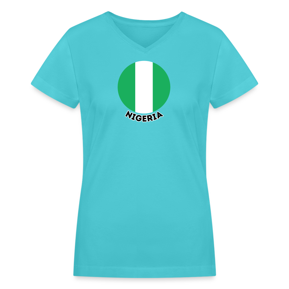 Women's Nigeria V-Neck T-Shirt - aqua