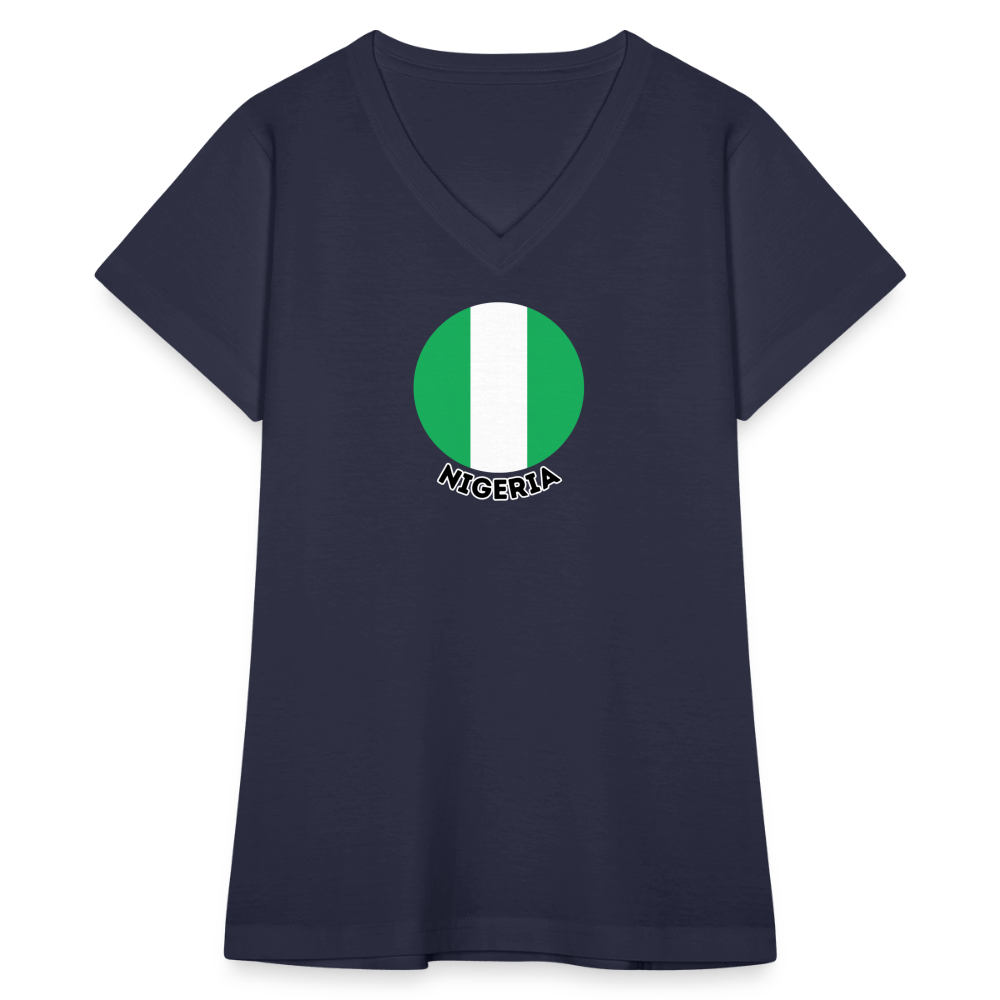 Women's Nigeria V-Neck T-Shirt - navy