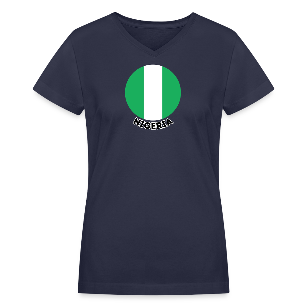 Women's Nigeria V-Neck T-Shirt - navy