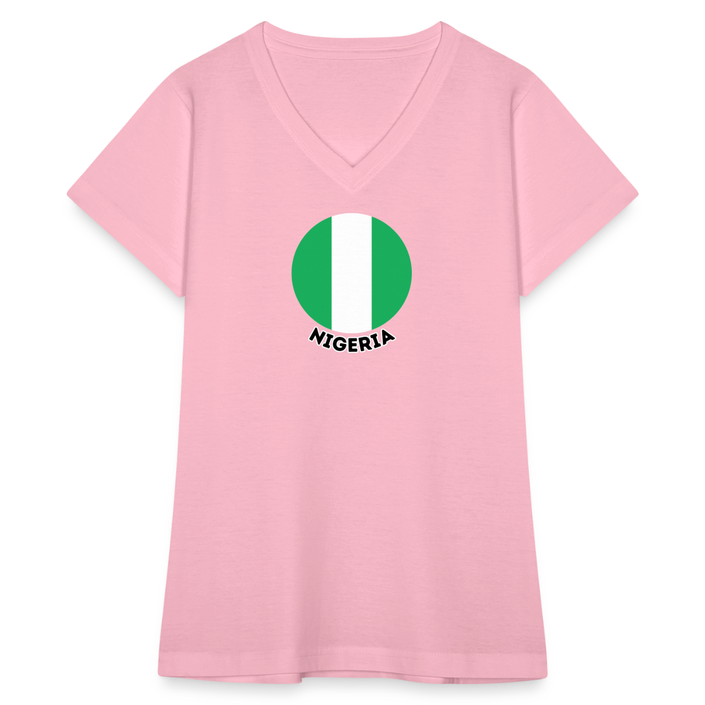 Women's Nigeria V-Neck T-Shirt - pink