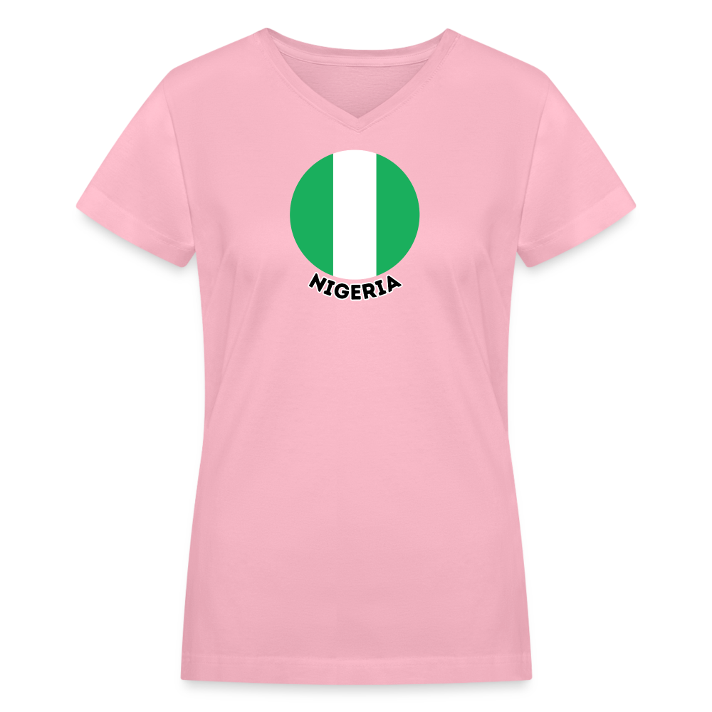 Women's Nigeria V-Neck T-Shirt - pink