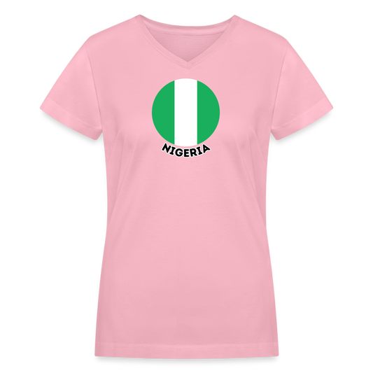 Women's Nigeria V-Neck T-Shirt - pink