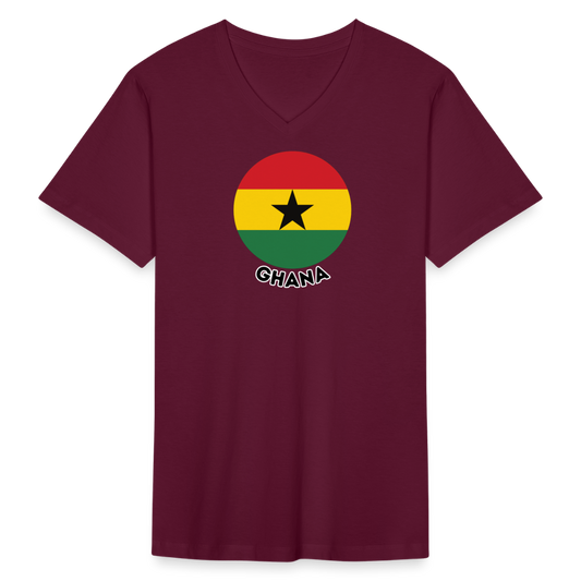 Men's Ghana V-Neck T-Shirt - maroon