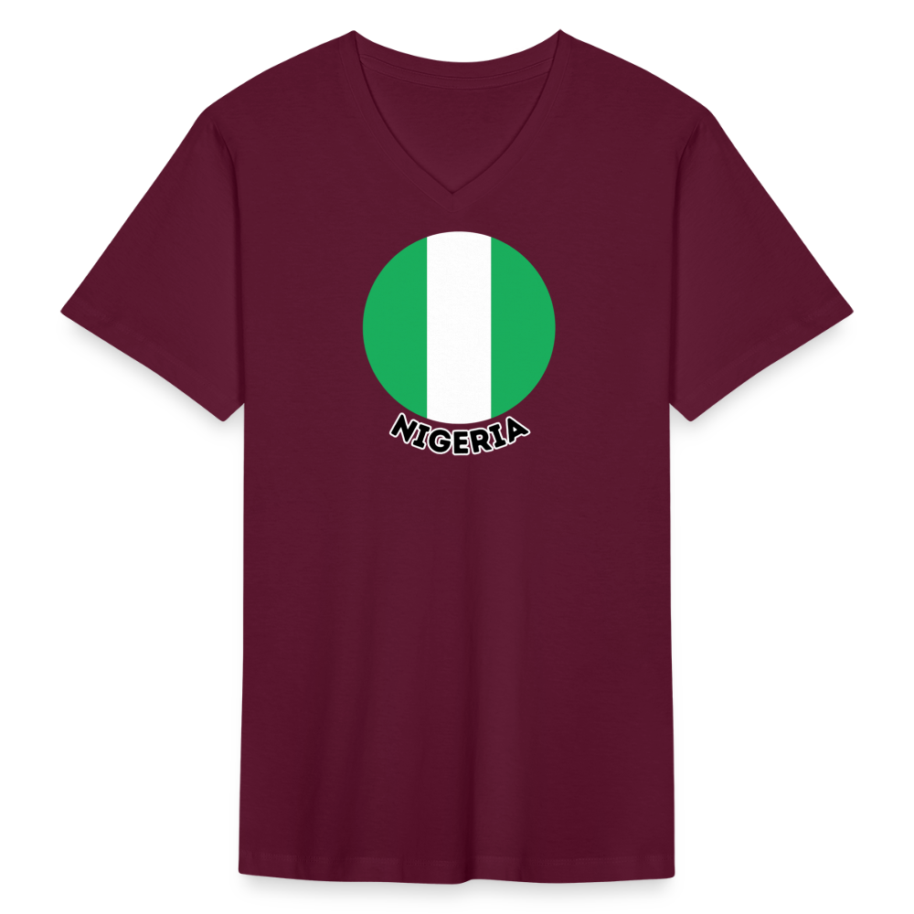 Men's Nigeria V-Neck T-Shirt - maroon