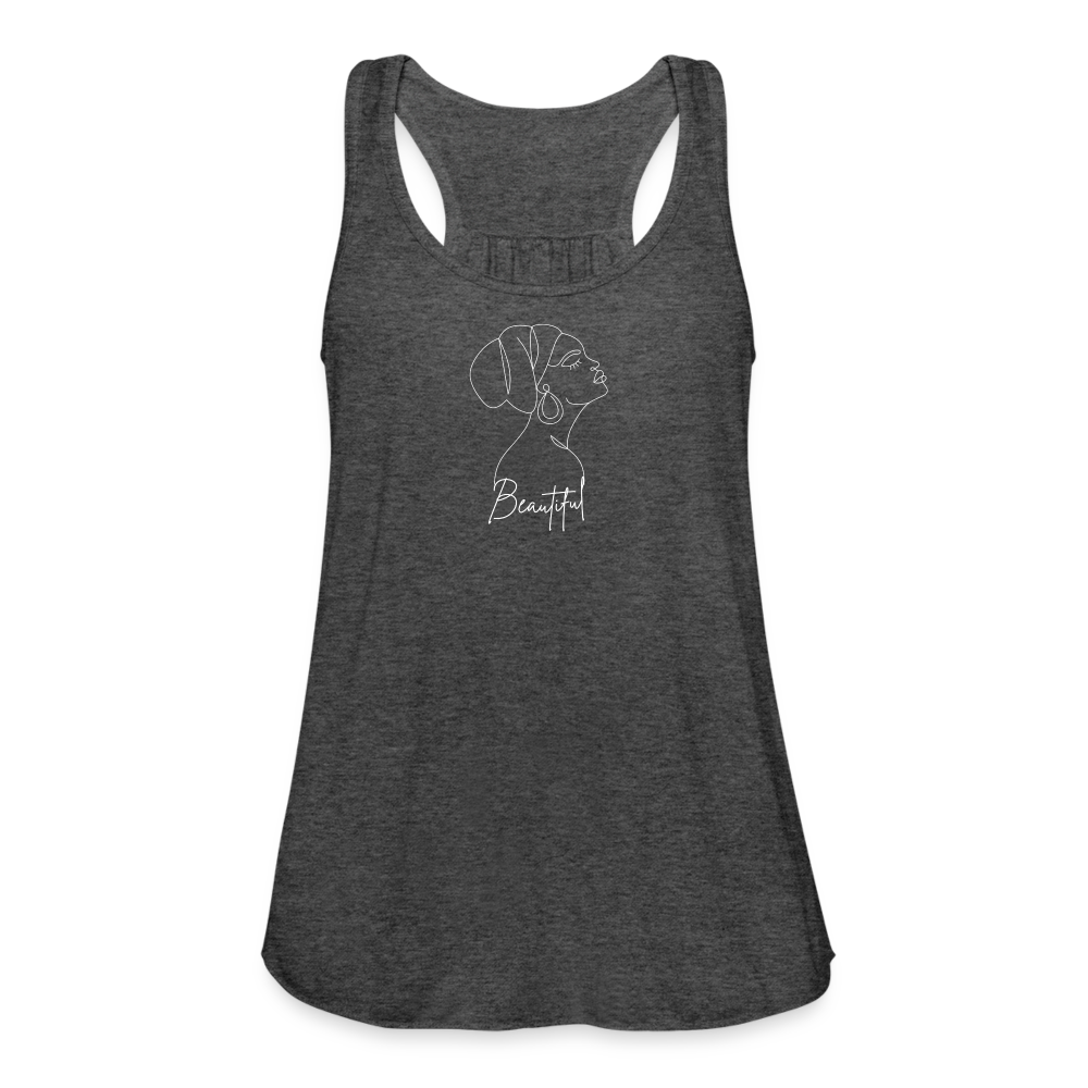 Women's "Beautiful" Flowy Tank Top - deep heather