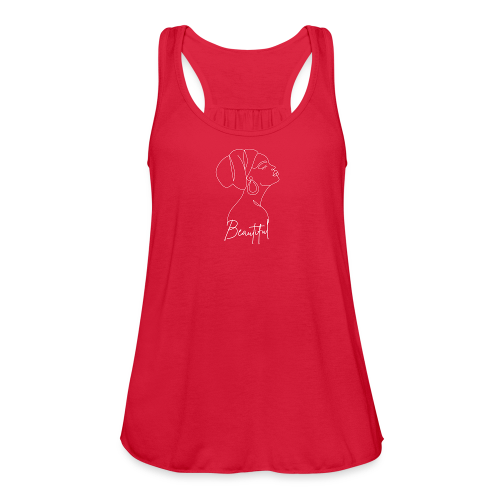 Women's "Beautiful" Flowy Tank Top - red