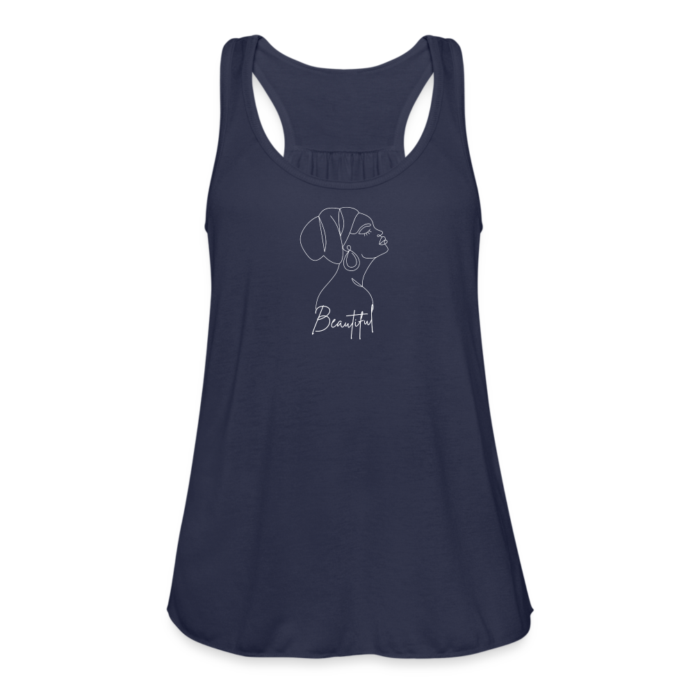 Women's "Beautiful" Flowy Tank Top - navy