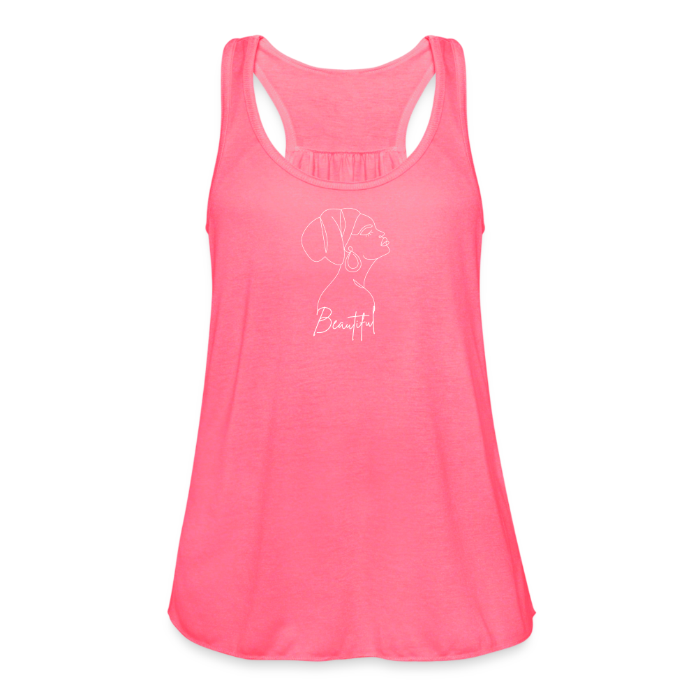 Women's "Beautiful" Flowy Tank Top - neon pink